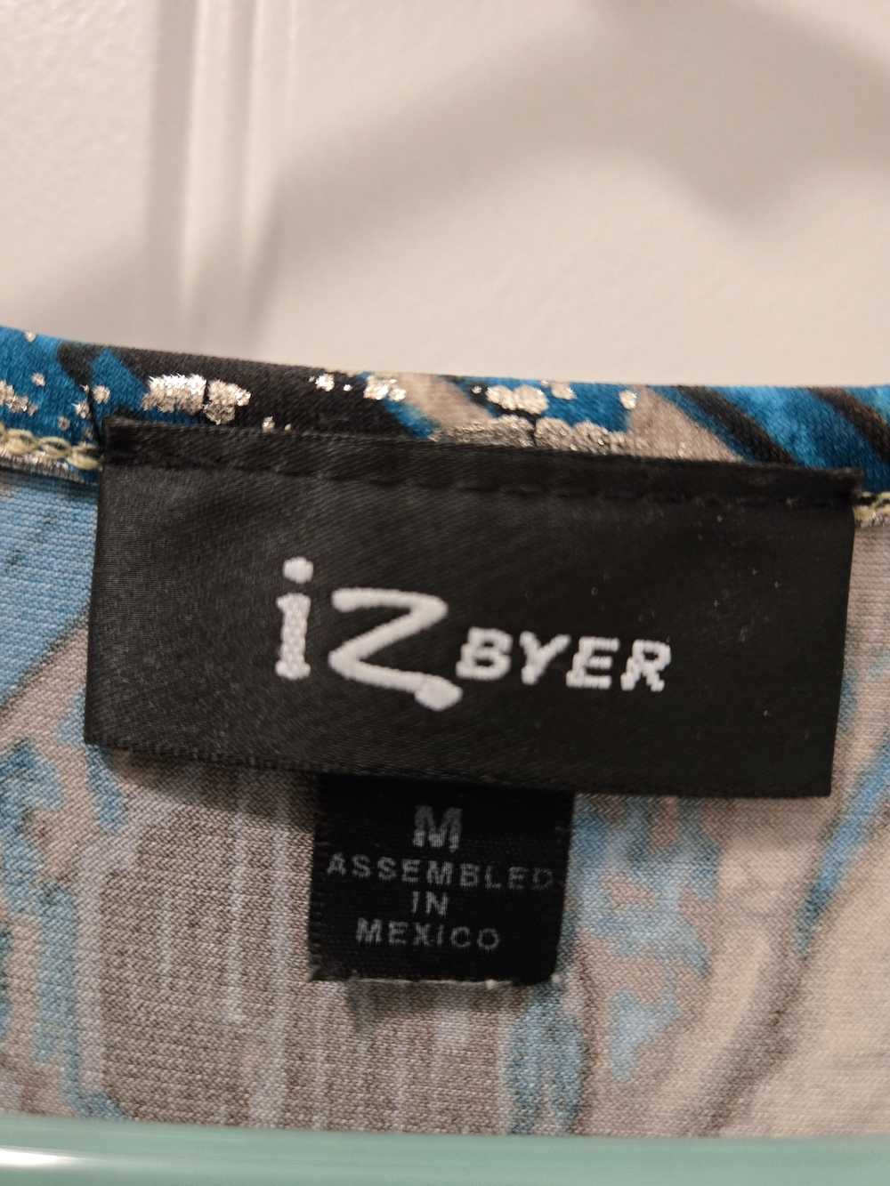 Iz Byer Teal, Black & Cream Abstract Draped V-Neck Tank - Picture 3 of 3